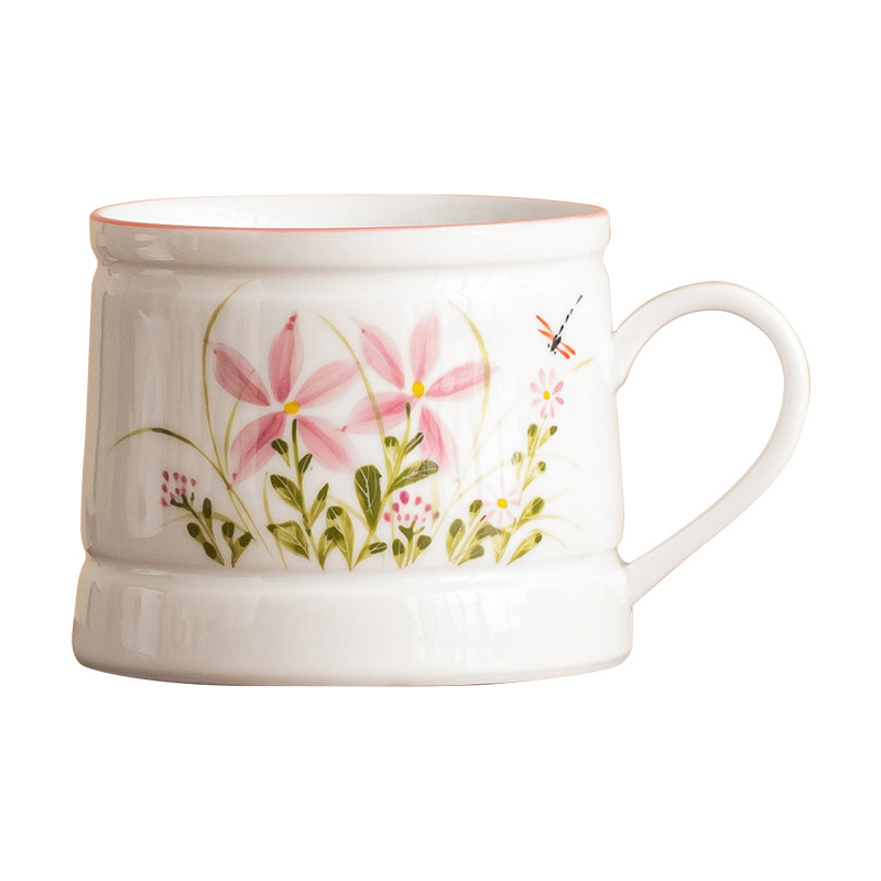 Vẽ tay hoa cúc chuồn chuồn cốc văn phòng cốc uống nước gia dụng gốm cốc pha trà dung tích lớn cốc tách nước trà đơn