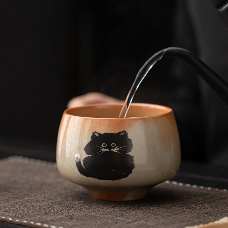 Bộ matcha gốm sứ sáng tạo Zhiye Cat, bình trà, bát matcha đứng, thìa trà Baibenli, bộ dụng cụ pha trà đặt trà