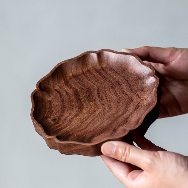 Ấm cao chân Gỗ Óc Chó đựng bát có nắp gia dụng Khay đựng ấm trà khay đựng đồ uống trà Kung Fu kiểu Trung Quốc phụ kiện bàn pha khô