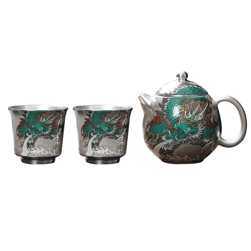 999 sterling bạc một bình hai cốc gốm sứ vàng bạc sai hoa văn bộ trà kungfu du lịch xách tay