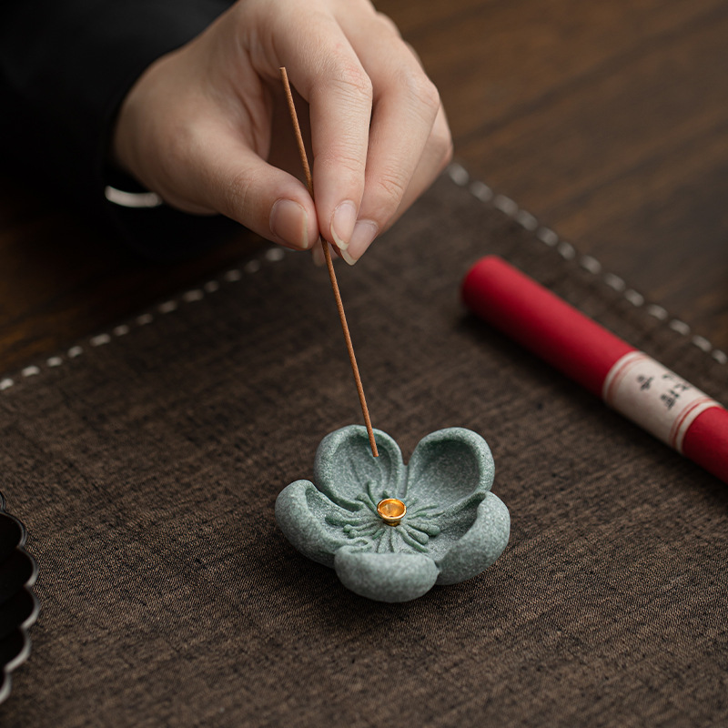 Phụ kiện dụng cụ pha trà gia dụng cắm hoa mận sa thạch xanh phụ kiện trang trí bàn trà khay hương đồ trang trí dụng cụ xông hương cỡ nhỏ