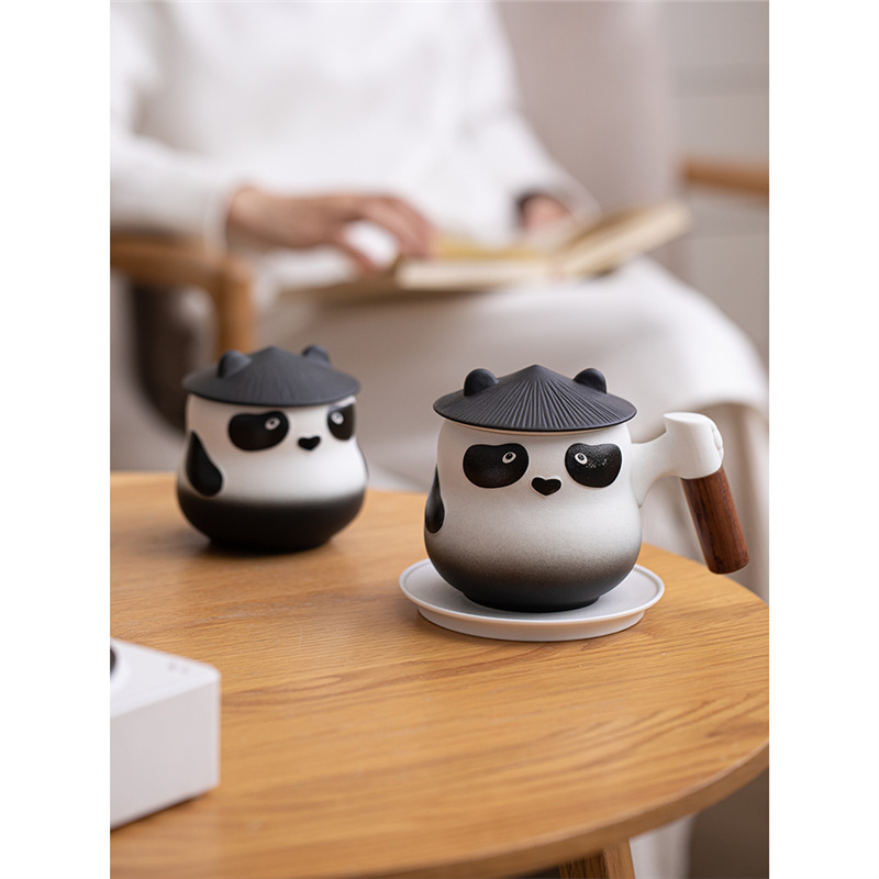 Panda cặp đôi tách trà cà phê tách trà cá nhân sáng tạo tách trà cốc gốm sứ có nắp văn phòng bán buôn