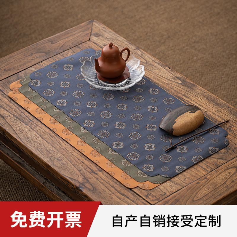 Khăn trải bàn kiểu Trung Quốc mới khăn trải bàn trà gấm lót bàn dày chống thấm nước lót cốc lót bàn trà ngâm khô Zen Ý phụ kiện bộ trà