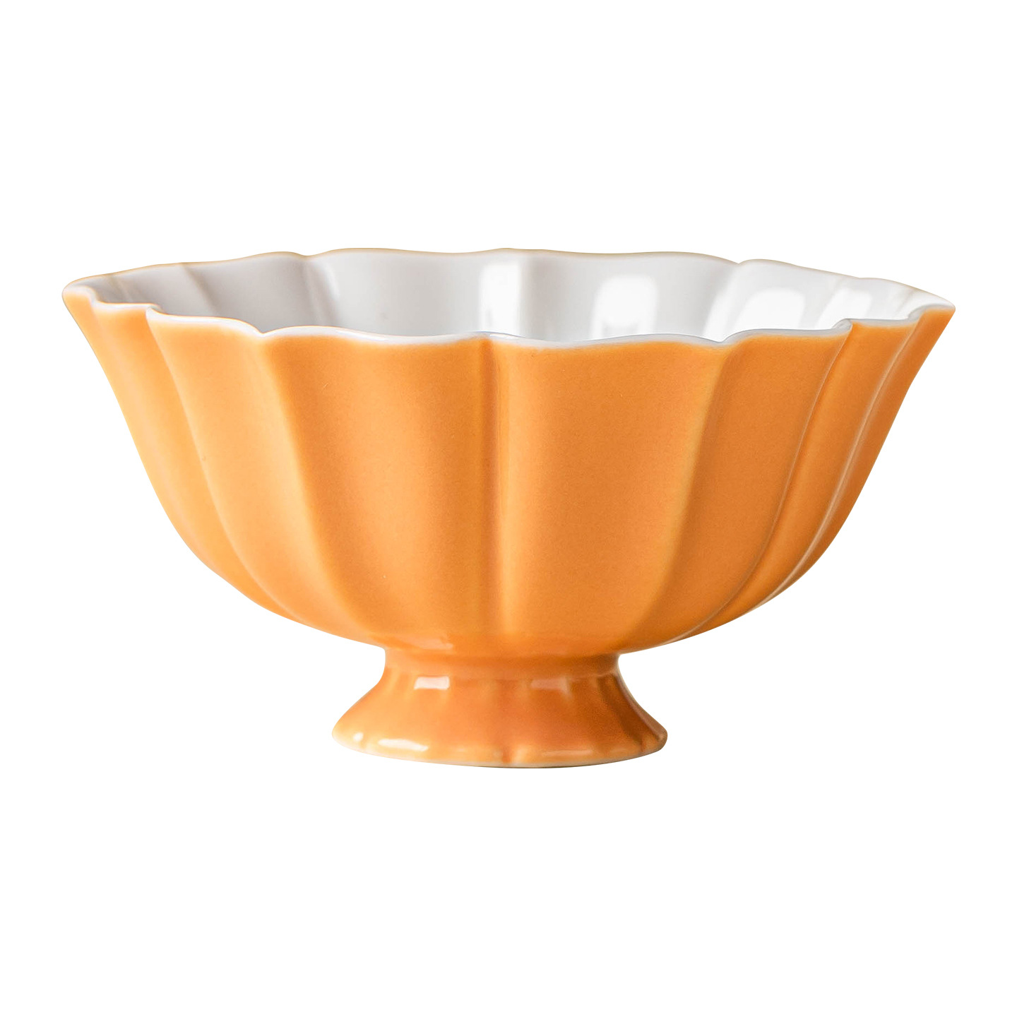 Cốc cánh sen chân cao màu cam cốc trà gốm sứ cốc chủ nhân cốc đơn dụng cụ trà kungfu đơn giản gia dụng cốc trà