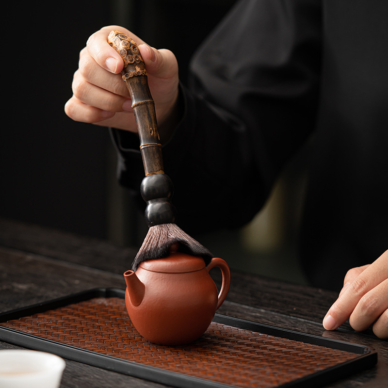 Bàn chải trà gốc tre tự nhiên, bàn chải bảo dưỡng ấm trà, khay trà, dụng cụ vệ sinh bộ trà, bàn chải chăm sóc thú cưng trà, bộ trà, phụ kiện trà đạo