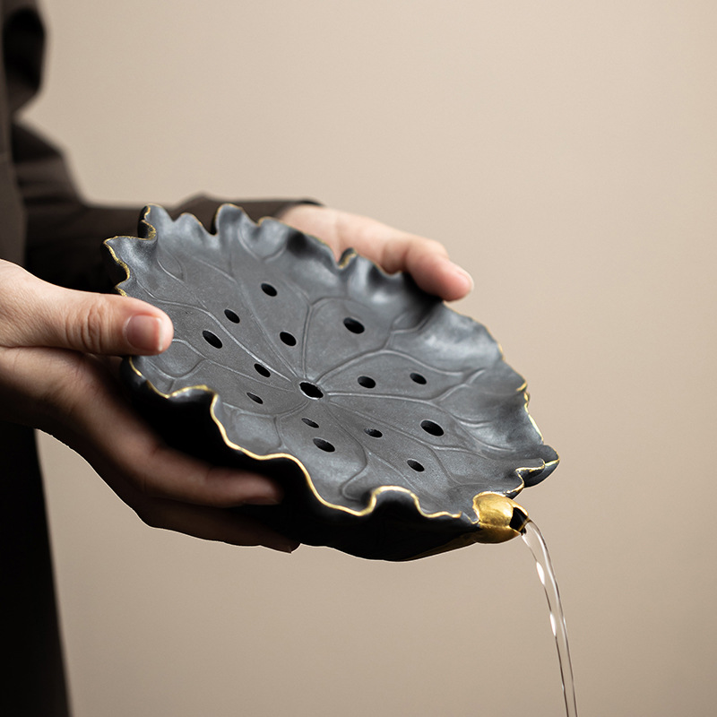 Ấm sen bùn đá cũ, khay đựng trà bằng gốm sứ sáng tạo, khay đựng trà, khay đựng trà, khay đựng trà, bộ trà Kung Fu