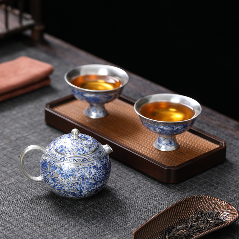 Bộ ấm trà Kung Fu sang trọng nhẹ Bộ ấm trà gốm sứ cao cấp Bộ bát có nắp du lịch hoa văn rồng bán buôn kiểu Trung Quốc mới