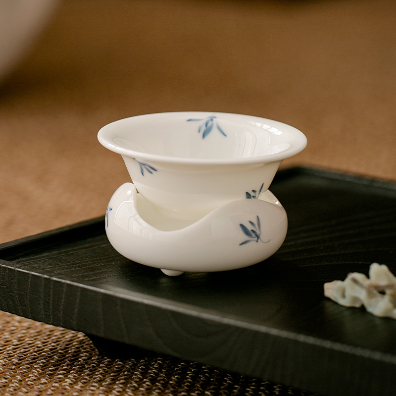 Vẽ tay hoa lan sứ trắng gốm sứ lọc trà kết hợp tách trà bộ trà Kung Fu phụ kiện tách lọc trà