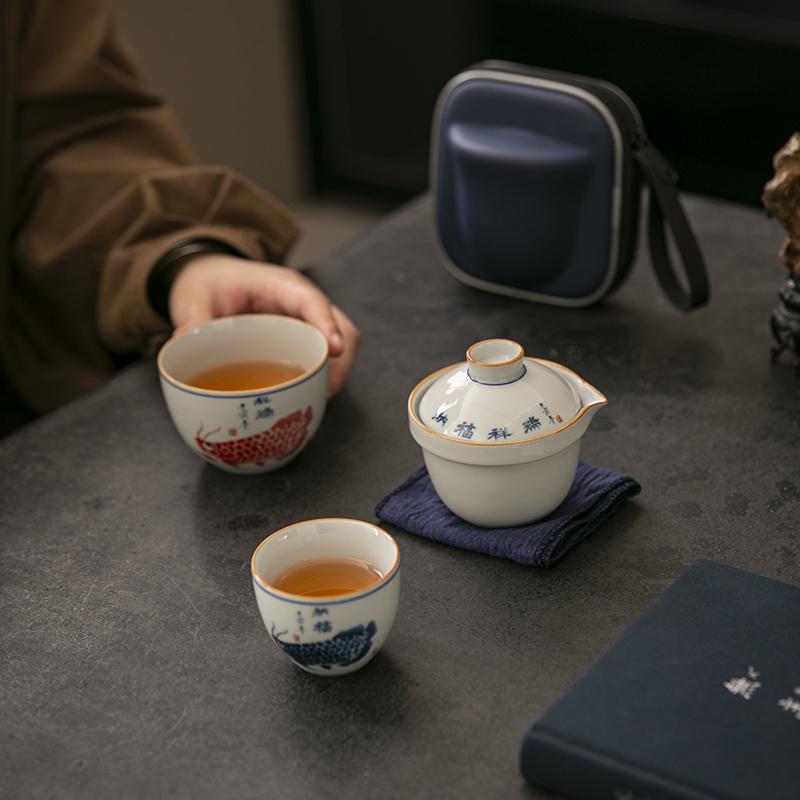 Cốc hành khách nhanh Túi lưu trữ gốm sứ Rồng đỏ Nồi đặc biệt cá nhân Trà Kung Fu Trà Trà Cốc du lịch di động trên ô tô