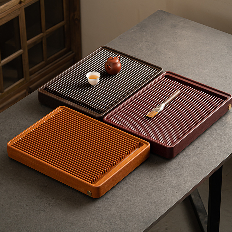 Khay trà gỗ điện khay xốp khô cỡ nhỏ cao cấp nhập khẩu Đức bàn trà thoát nước mỏng không viền tối giản kiểu Nhật