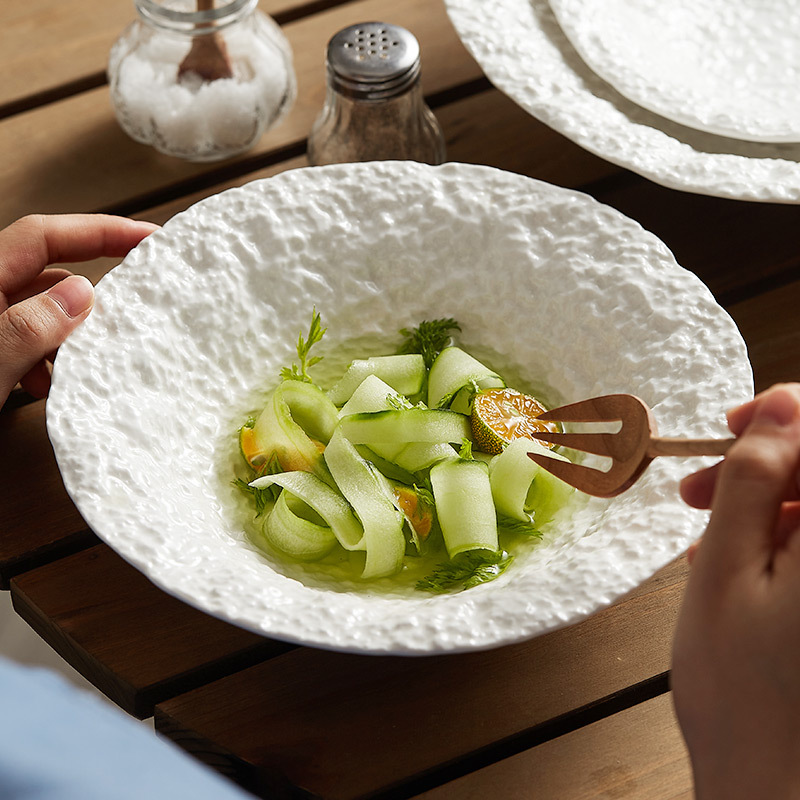 Bát gầu hoa văn đá Bát mì gốm sứ gia dụng Bát súp đặc biệt cho nhà hàng mì Bát salad đơn cỡ lớn Bộ đồ ăn cao cấp