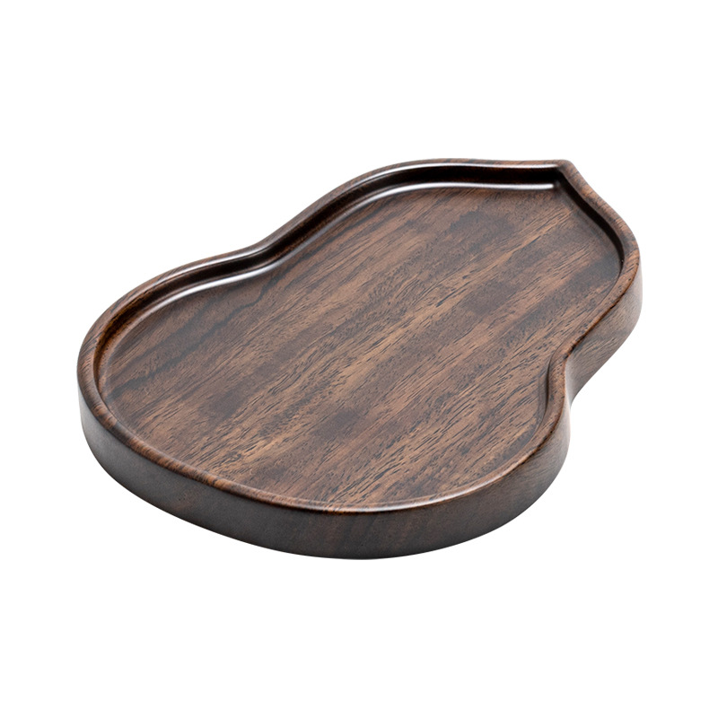 Đĩa bầu gỗ mun kiểu Trung Quốc mới, đĩa pha khô, tấm ấm trà đạo, tấm lót bàn pha khô, khay trà, khay trà, giá đỡ ấm nhỏ