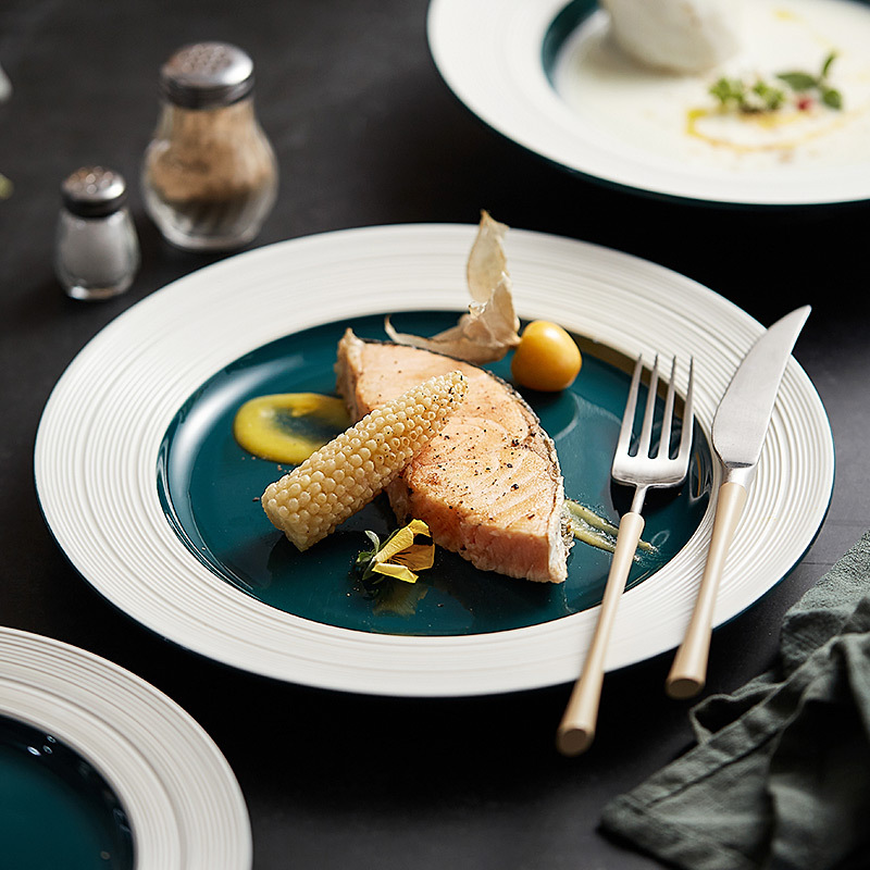 Đĩa bít tết món ăn phương Tây kéo sợi, đĩa mì ống cao cấp gia dụng, đĩa mũ rơm, đĩa sâu cát gió Instagram nổi tiếng trên mạng, đĩa phẳng