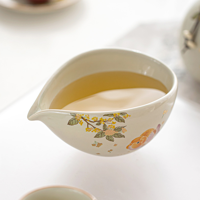 Cốc tách trà cá osmanthus vàng xám thực vật phong cách Trung Quốc dụng cụ tách trà gốm sứ gia dụng cốc trà đồng phục kiểu Trung Quốc phụ kiện bộ trà biển trà