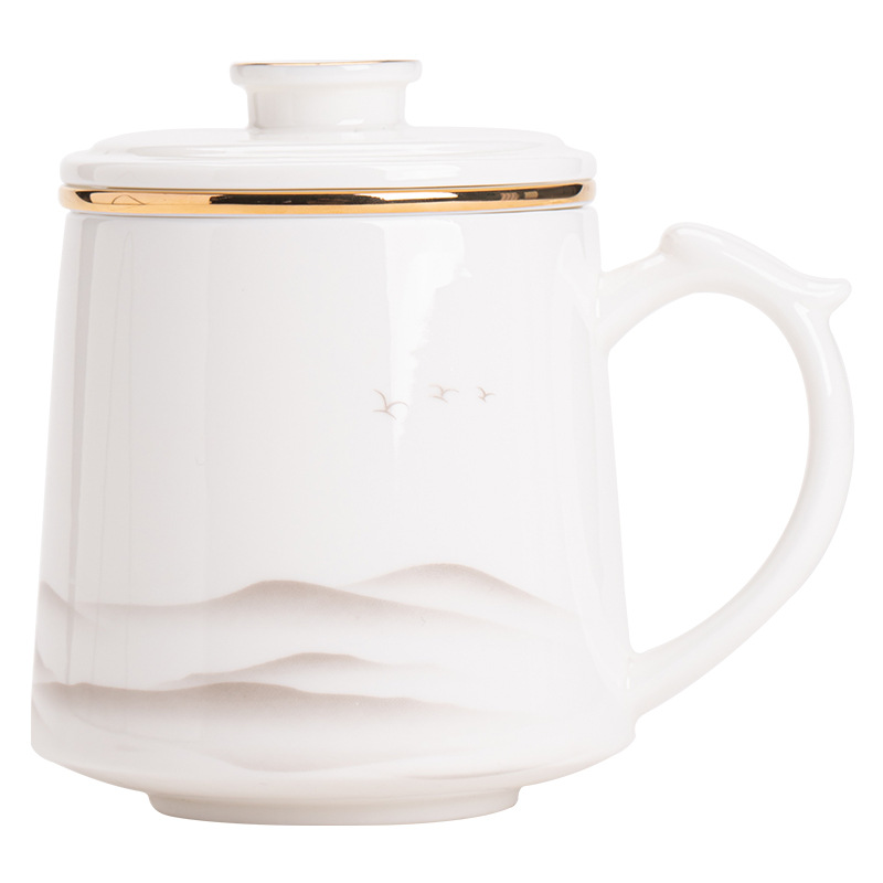 Cốc trà gốm sứ Ngọc Dương Đức Hoa cốc trà văn phòng gia dụng tách trà Cốc pha trà Cốc văn phòng Cốc uống nước