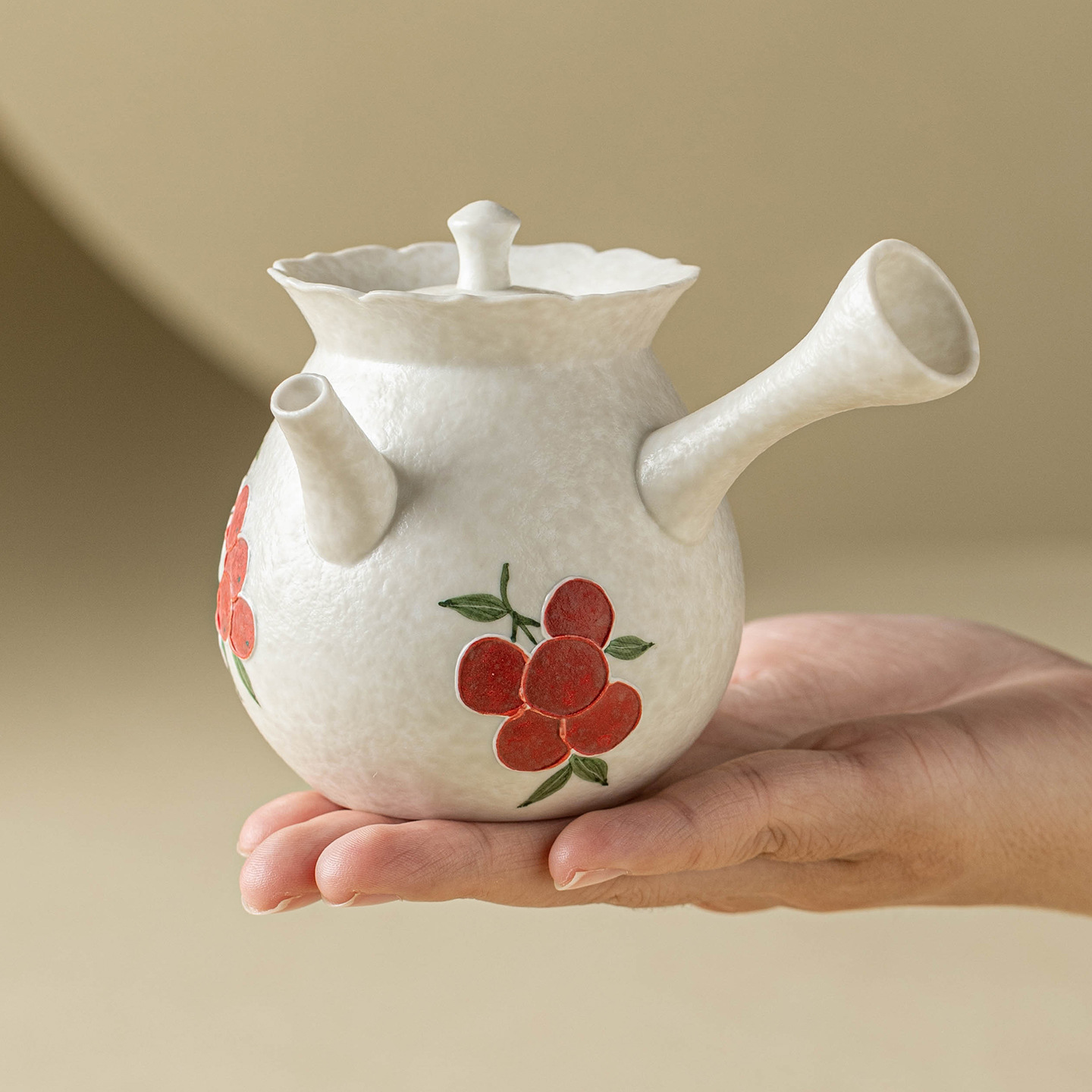 Nồi bên màu trắng của mỏ đá nhà máy, bộ ấm trà Kung Fu gốm sứ, đống vẽ tay, ấm pha trà anh đào chạm khắc, ấm đơn lọc không nóng