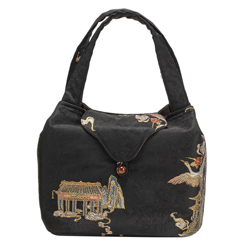 Phong cách Trung Quốc dày cotton Xiangyun lụa Ruyi túi trà satchel du lịch di động bộ trà túi mỹ phẩm có ngăn túi vải