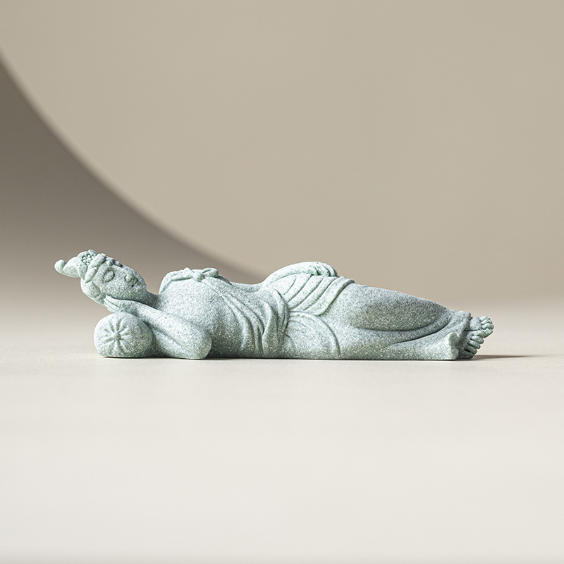 Đồ trang trí Bồ tát nằm cát tường xanh cát tường tốt lành sáng tạo cây cảnh trang trí vi cảnh quan phong cách Trung Quốc thiền bàn thú cưng trà chơi trà