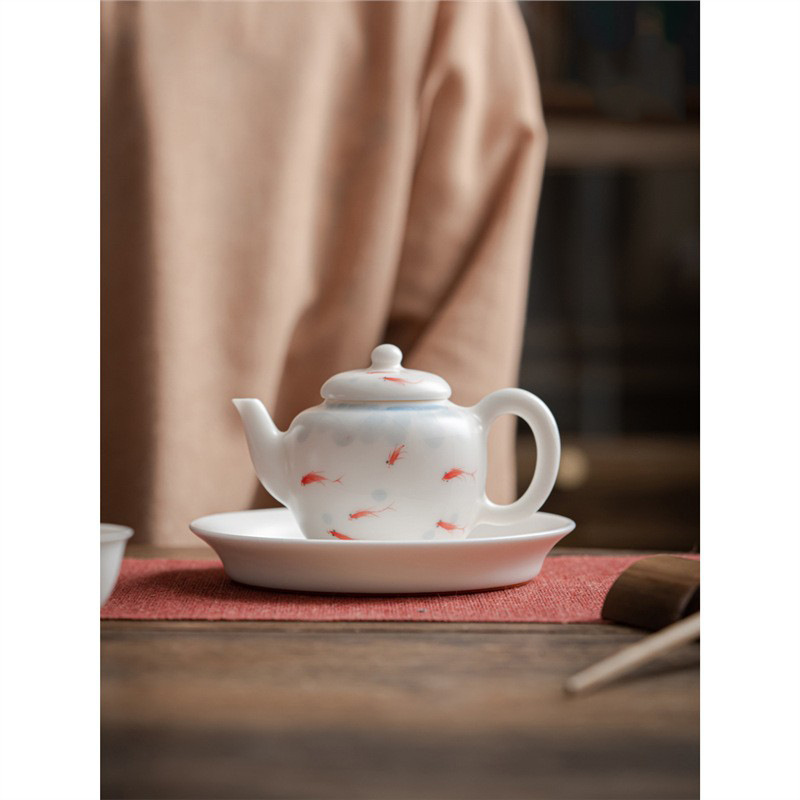 Ấm trà Ru Kiln ấm trà vẽ tay cá vui vẻ ấm trà đơn gốm sứ khay đựng bán buôn bộ trà Kung Fu Trung Quốc gia dụng