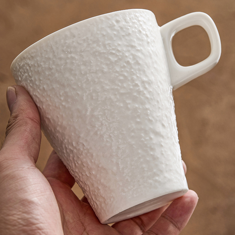 Cốc mug hoa văn đá cốc cà phê cốc ăn sáng gốm sứ cốc sữa cốc uống nước gia dụng cốc trà dung tích lớn có tay cầm
