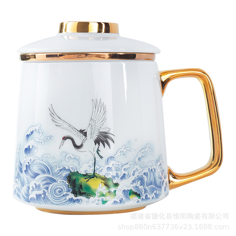 Cốc Mug gốm sứ kiểu Trung Quốc Có lọc trà văn phòng tách trà tách trà Cốc lọc nước cá nhân cho nam và nữ