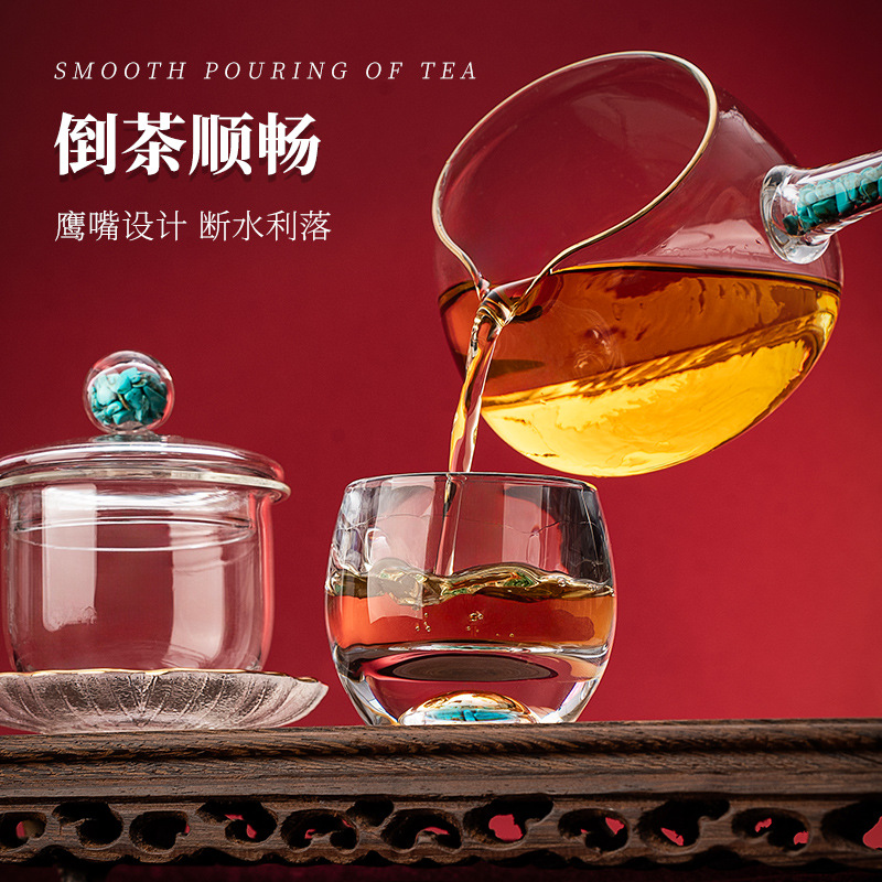 Bộ ấm chén trà màu ngọc lam sẵn sàng giao ngay, bộ ấm chén trà pha lê, bộ quà tặng, bộ ấm chén trà Kung Fu, bộ ấm chén trà du lịch tiện lợi, kèm logo
