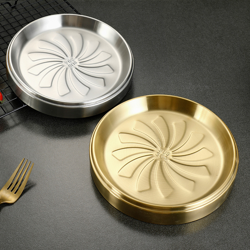 Đĩa topping đồ nướng, lẩu nhúng, khay đựng thức ăn buffet inox 304 size 20-23cm PBCP27