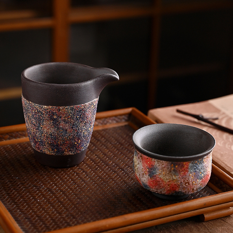 Cốc đường hầm bằng bùn đá cũ, cốc công cộng làm bằng tay, dụng cụ chia trà, bộ trà kungfu gia dụng kiểu Nhật, cốc đồng nhất có thể nâng bảy