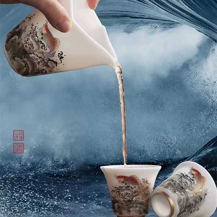 Bộ ấm chén trà Kung Fu gốm sứ cao cấp, dùng được cho văn phòng và gia đình, có nắp và tô, thích hợp để tiếp khách, có bán toàn quốc.