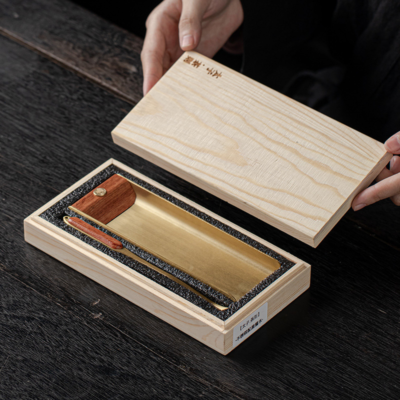 Bộ dụng cụ pha trà bằng đồng thau dao trà inox Zen Ý dụng cụ pha trà cao cấp gia dụng