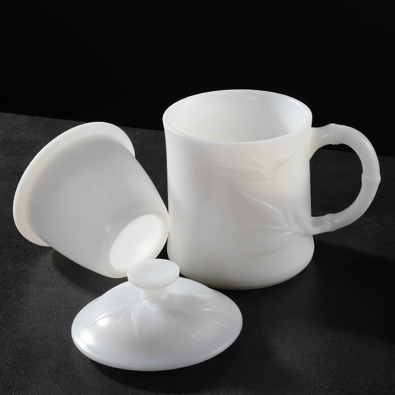 Master Guo Zhibao Ice Jade Gốm văn phòng Cốc tre sáng tạo Cốc nước cá nhân Cốc trà sứ trắng Trung Quốc