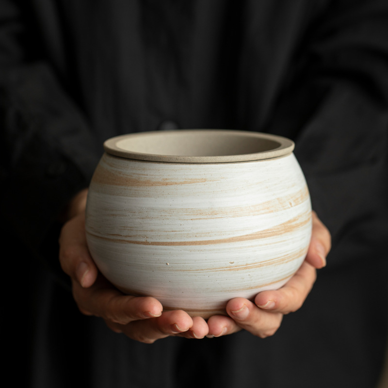 Bình đựng bã trà gốm thô kiểu Nhật, phụ kiện bộ trà kungfu gia dụng có nắp bàn trà Kiến Thủy, bình đựng trà, giá đỡ ấm