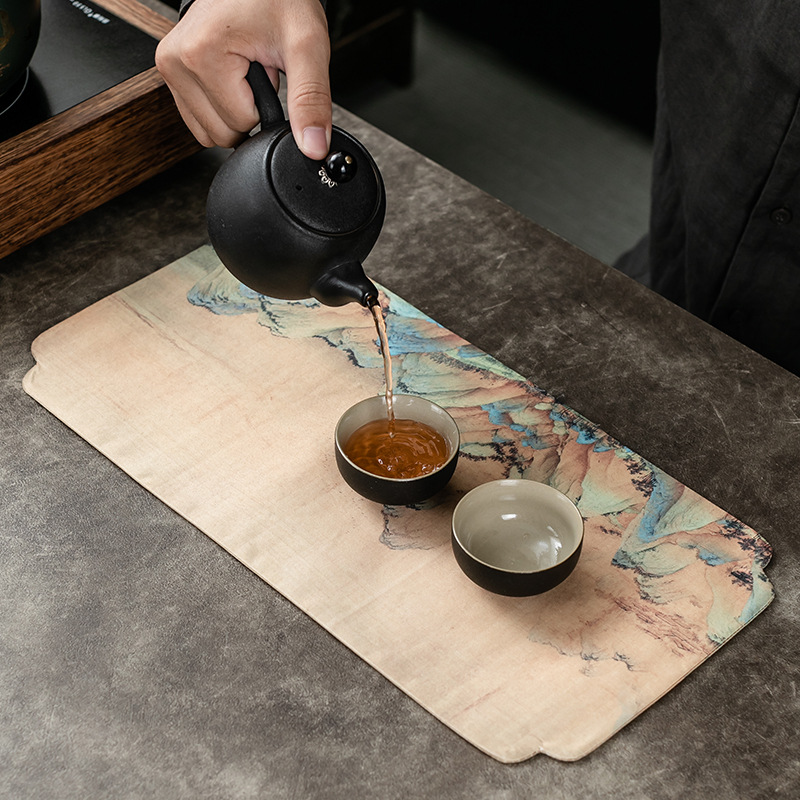 Thảm pha trà khô vải không thấm nước đệm bàn trà khăn bàn trà phụ kiện bàn trà khay trà Bộ trà Kung Fu Khăn trà vải trà Thiền kiểu dáng nhỏ