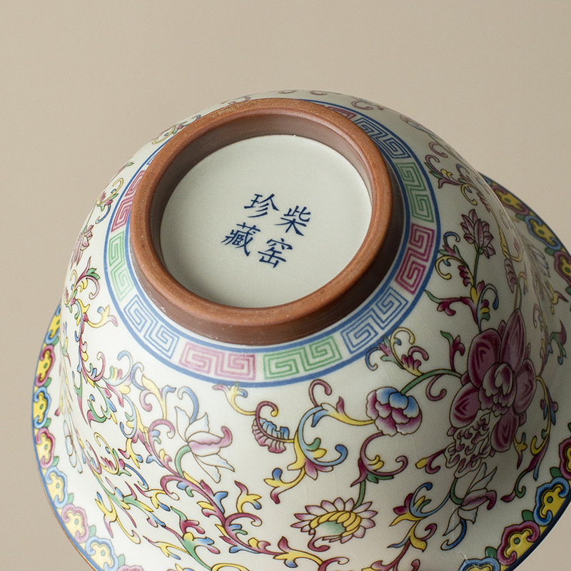 Cốc trà bát có nắp ba lò Ru mẫu mới 2025 cốc trà Kung Fu cao cấp một tay không nóng cốc tráng men xanh trắng