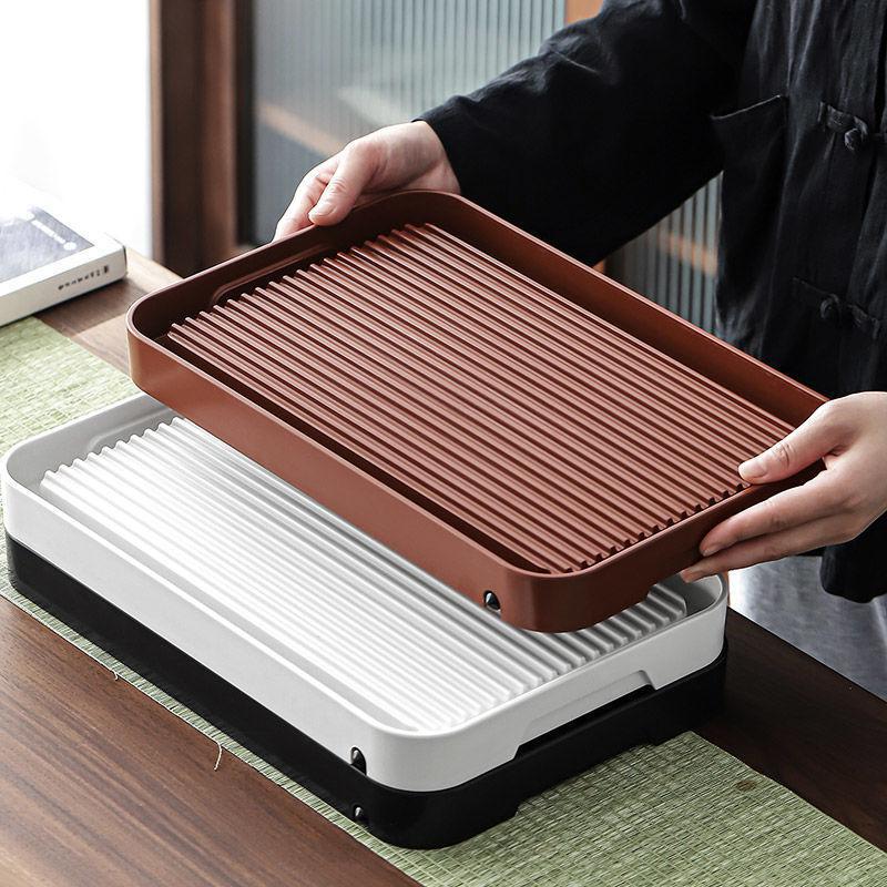 Khay trà kiểu Nhật, bàn trà nhỏ gia dụng, khay đựng trà melamine, để ráo nước, bộ trà Kung Fu hiện đại loại nhỏ, bàn pha khô