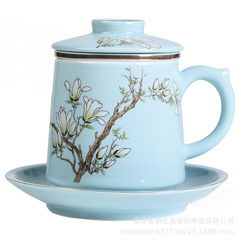 Cốc trà gốm sứ có rò rỉ trà cốc lọc trà văn phòng gia dụng cốc tách trà Hộp quà cá nhân