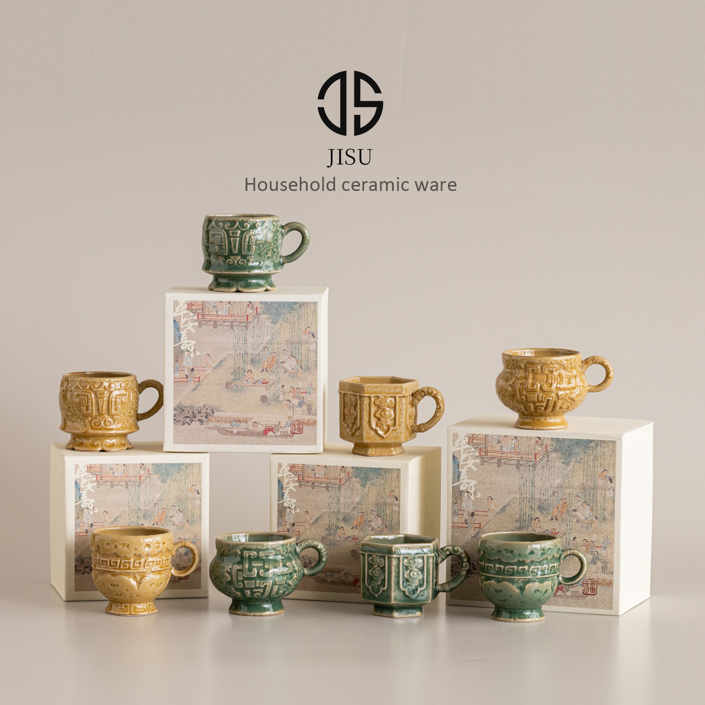 Bộ ấm chén trà Kung Fu men ngọc Yue Kiln cao cấp, chén trà nhỏ cá nhân, chén trà đơn, chén nếm.