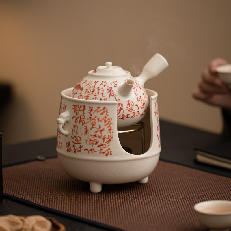 Ấm trà cá tráng men soda, bếp cồn, hàng trăm mảnh vỡ, bếp nấu trà gia dụng, bộ trà có thể nuôi dưỡng bộ trà kung fu