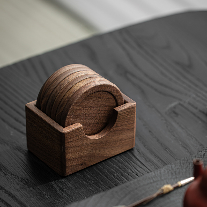 Đế Cốc đựng trà Gỗ Óc Chó Da'antang đế lót ly cà phê thủy tinh cách nhiệt đế lót trà gỗ nguyên khối chống bỏng chịu nhiệt