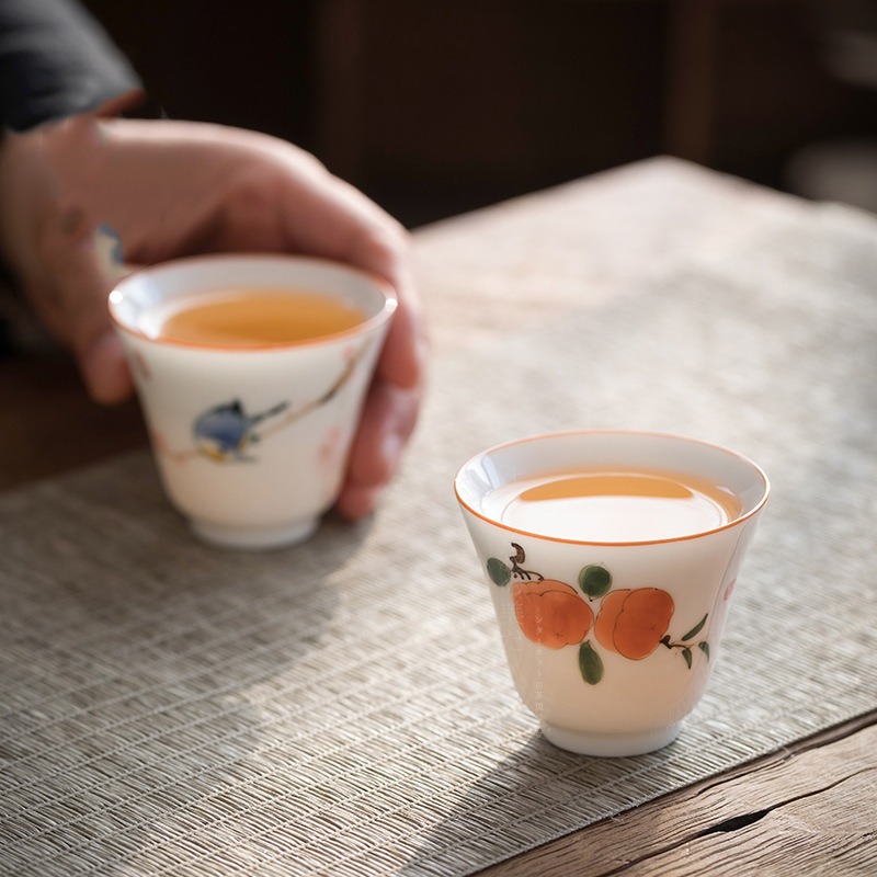 Cốc trà vẽ tay, cốc trà đơn gốm sứ, cốc chủ nhân, cốc trà kung fu nữ, cốc trà đơn, cốc trà nhỏ, cốc chuông Trung Quốc
