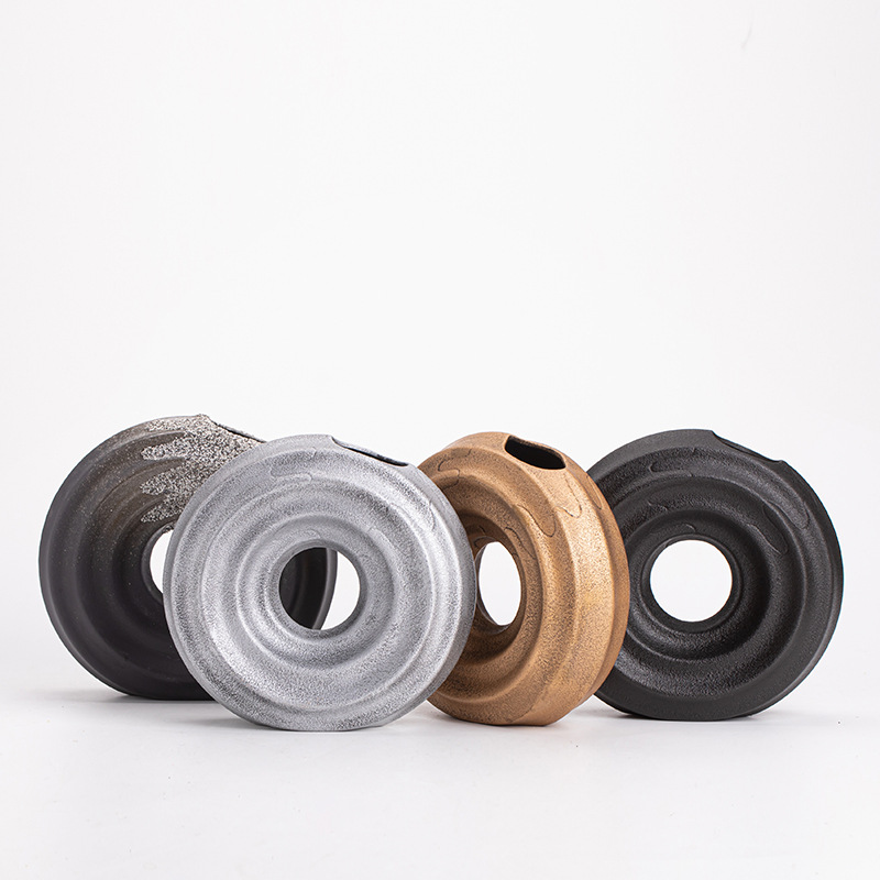 Bình bánh rán bình gốm sứ kiểu Trung Quốc mới cắm hoa sáng tạo nhà tròn hoa trang trí mặt bàn phụ kiện