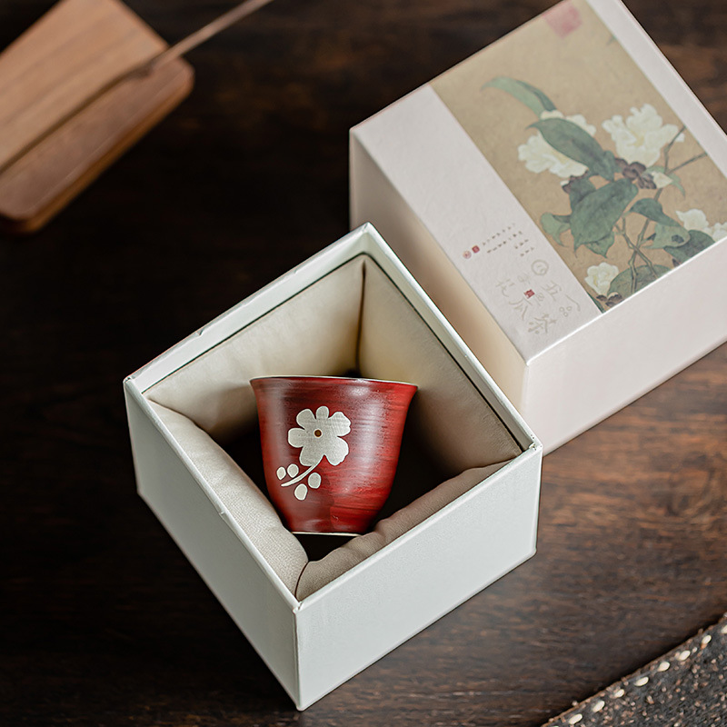 Cốc mận bạc màu Đỏ Táo gai màu hồng cốc trà gốm sứ cốc làm đẹp cốc trà cá nhân Hộp Quà Bộ trà Kung Fu Trung Quốc