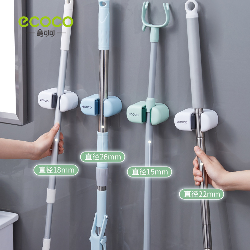 Giá treo móc Cây lau nhà không đục lỗ treo tường nhà vệ sinh giá đựng khăn lau nhà vệ sinh cố định chắc chắn visco kẹp chổi kẹp