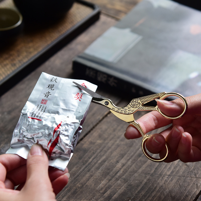 Bao bì trà, kéo túi bong bóng, kéo hình hạc cổ điển Nhật Bản, nghệ thuật trà, phụ kiện trà đạo Kung Fu, nhà sản xuất phụ kiện bán buôn