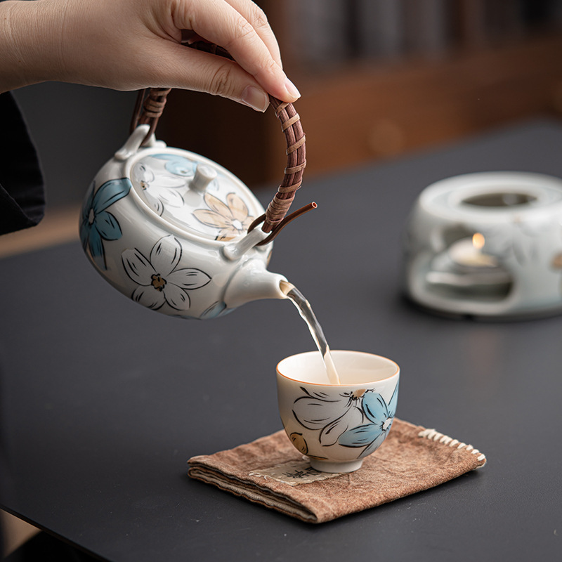 Bộ ấm trà bếp trà màu xám đá Bộ ấm trà đồ nấu trà gốm sứ gia dụng Nhật Bản đế bàn nướng khô không pha trà đạo