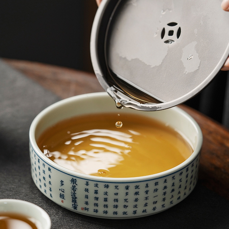 Bình kinh tim cổ điển Jingdezhen, bàn pha khô kiểu Trung Quốc, khay trà, dụng cụ trà Kung Fu, khay giữ ấm nước, trữ nước thủ công