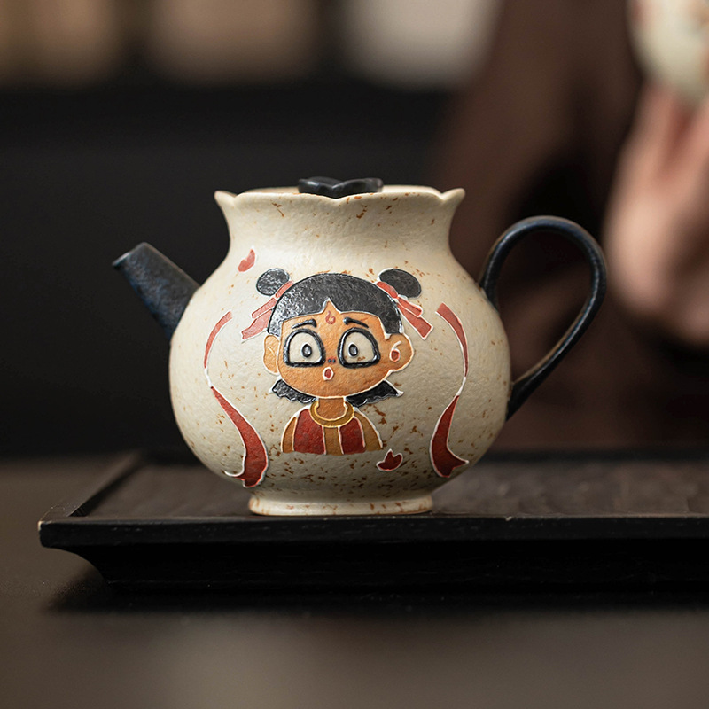 Ấm trà đỏ bằng đá lửa xanh trắng bằng gỗ làm trà gia dụng bằng gốm sứ cốc lọc ấm đơn cỡ nhỏ