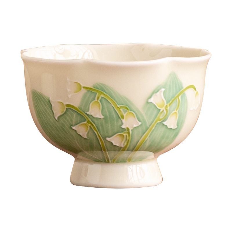 Cốc chủ sở hữu hoa huệ vẽ tay cốc trà chuyên dụng cá nhân cao cấp cốc uống trà gia dụng gốm sứ cốc trà cốc đơn cỡ lớn