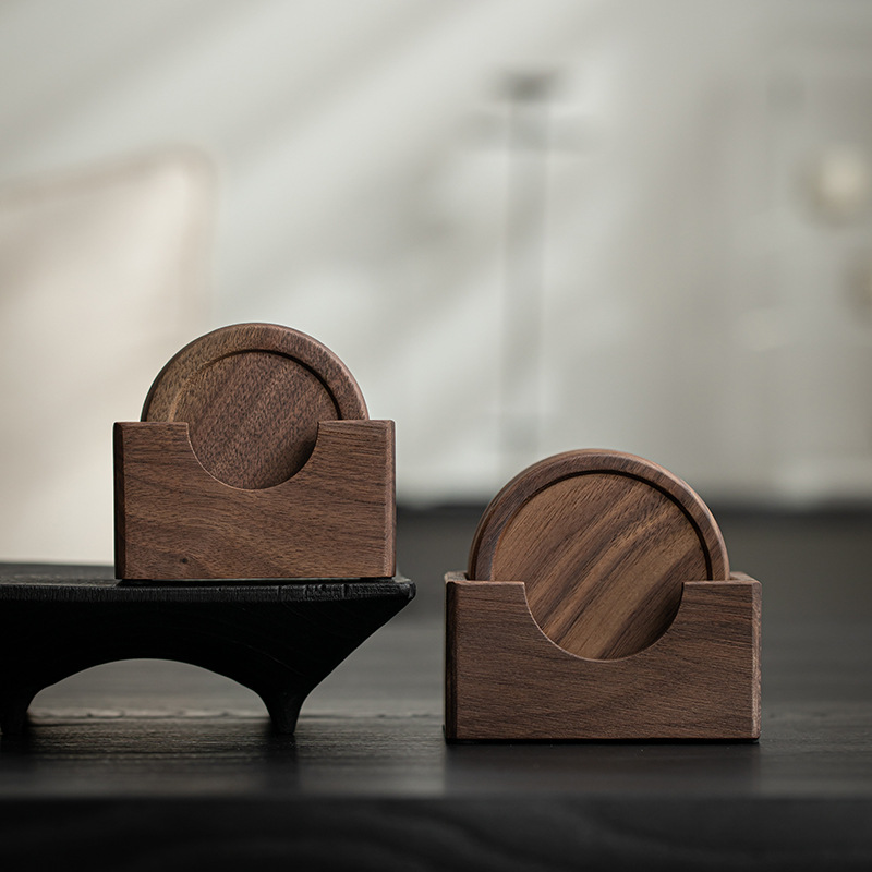 Đế Cốc đựng trà Gỗ Óc Chó Da'antang đế lót ly cà phê thủy tinh cách nhiệt đế lót trà gỗ nguyên khối chống bỏng chịu nhiệt