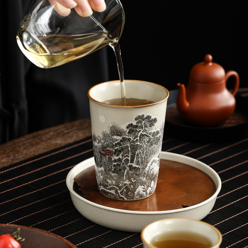 Văn hóa và sáng tạo Cốc phong cảnh tuyết Ruyao Cốc nước gốm sứ đặc biệt Cốc cầm tay sáng tạo Quà tặng sự kiện Quà tặng lưu niệm